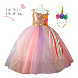 Disfraz Unicornio Vestido De Princesa Fiesta Cosplay Niña