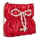 Bolsa De Fiesta Luana Nicole Lee Con Cadena Y Perlas Fw22 Color Rojo