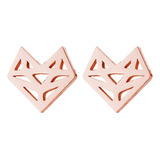 Aretes Acero Inoxidable Rosa Dorado Dije Pareja Amor Novia