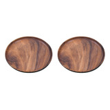 2 Tablas Redondas De Madera Maciza, Frutero De Madera Entera