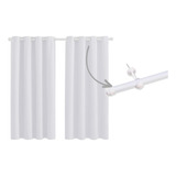 Kit Cortina Com Varão 2m Casa Nova Tecido Oxford Branco