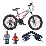 Bicicleta De Montaña 21 Vel. Suspension Frenos De Disco R-24 Color Rosa Con Azul Tamaño Del Cuadro 24