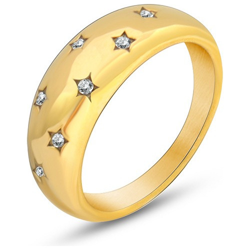 Anillo Baño Oro 18k Cintillo Estrellas Circón