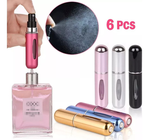 Mini Atomizador Para Perfume Recargable Capsula Viaje 6pcs
