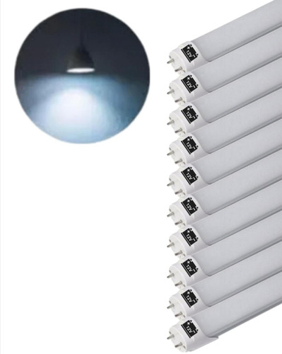 10 Lampada Tubular Led T8 7w 40cm Branco Frio 6500k 12 Volts