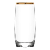 Set X6 Vasos Agua Elegantes Lav Vidrio Borde Dorado 390ml