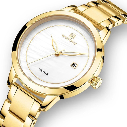 Relógio Feminino Naviforce Elegance Data Automática Dourado 
