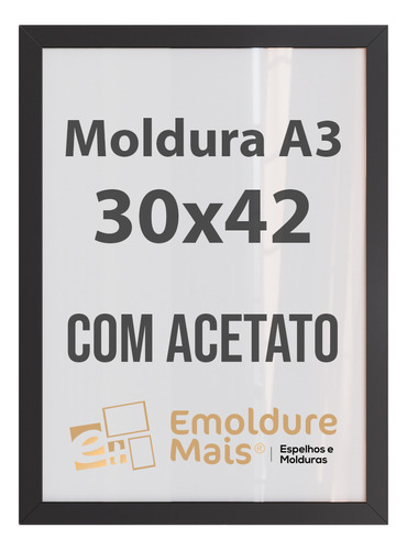 Moldura De Madeira A3 Com Acetato Para Fotos E Posters 30x42