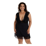 Camisola Plus Size Sexy Manga Em Renda Sensual