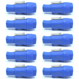 Kit Com 10 Plug Conector Powercon Macho Azul Ac 3 Polos 20a 