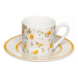 Jogo De Xícara Cafe Porcelana Limone 80ml Com 12 Peças