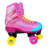 Patins Fenix Quad Ajustável Rosa/amarelo/azul + Brinde