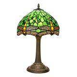 Tiffany - Lámpara De Mesa De Cristal De Libélula Verde, 12 X