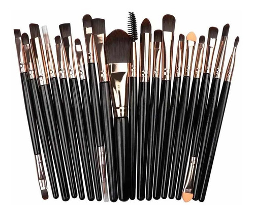 Set 20 Brochas Maquillaje Artístico Sintéticas Rostro Negras