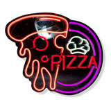 Cartel Neon Led Pizza Gorrito Pizzeria Comida Restaurante
