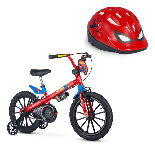 Bicicleta Infantil Aro 16 Com Capacete Spider-man - Nathor