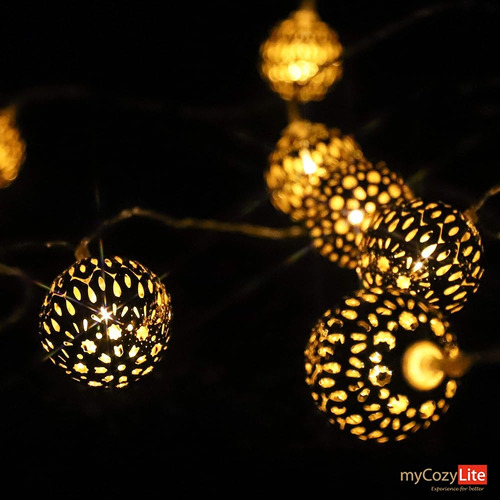 Mycozylite Led Globe String Lights, Warm White Moroccan Ligh