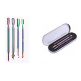 Set 4 Repujador Cuticula Arcoiris, Manicure Pedicure Profes