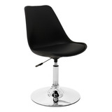 Silla Tulip Eames Para Escritorio Con Base Fija Newmo Negra De Asiento Negro