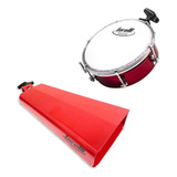 Tamborim De Esteira Com Clamp E Cowbell Vermelho Torelli