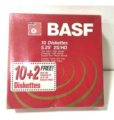 Caja De 12 Diskettes 5 1/4 Nuevos En Celofán Basf Hd 2s