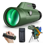 Telescopio Monocular Hd De 12 X 50 Con Soporte Rápido Para. Color Verde