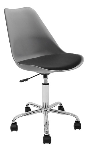 Silla Oficina Escritorio Pc Tulip Newmo Color Gris Asiento Negro