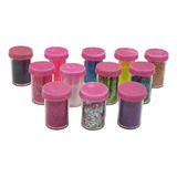 Set X12 Glitter Gibre Surtidos Para Decoración De Uña Lfme