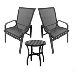 Kit 2 Cadeiras De Varanda Com Mesinha Jardim Piscina Sacada