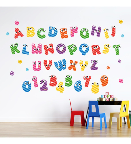 Adesivo De Parede Alfabeto E Números Lollipop Infantil