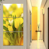 Kit 3 Quadros Vaso Tulipas Amarelas Flores Mosaico Para Sala