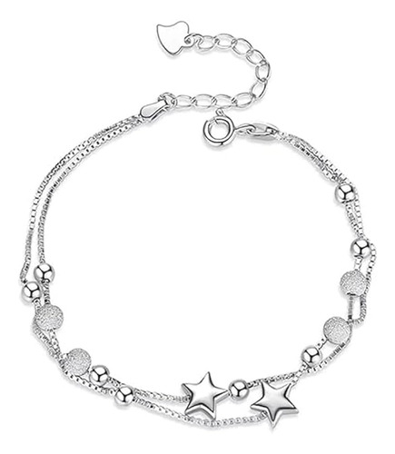 Pulseira De Estrela E Lua Prateada De Design De Moda Para Me