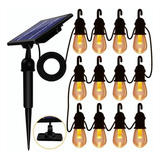 12 Bombillas De Luz Solar Cadena Impermeable Edison 48ft