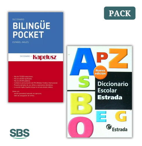 Diccionario Escolar Español + Ingles Pocket - 2 Diccionarios