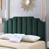 Cabecera Verde De Terciopelo 24kf Para Cama Queen/full - Dis