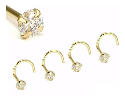 Piercing Nariz Nostril Dourado Pedra Zirconia 3 Mm Pt De Luz