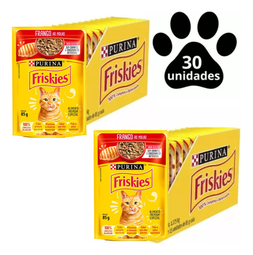 30 Unidades Ração Úmida Friskies 85g Frango Molho Ao Atacado