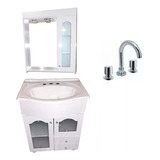 Juego Combo Baño Vanitory Blanco 60 Peinador Vidrio Griferia