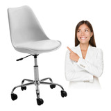 Silla De Oficina Tulip Giratoria Con Ruedas - Blanca / Negra