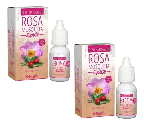 Óleo Natural Rosa Mosqueta Epilê Rugol Puro 10ml Kit C/2