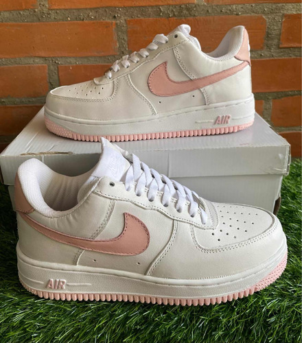 Tenis Nike Air Force Cuero Blanco Y Rosa Talla:23cm