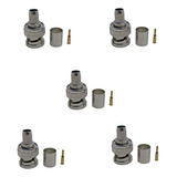 Kit 5 Pçs Conector Bnc Macho Para Crimpar Rg6