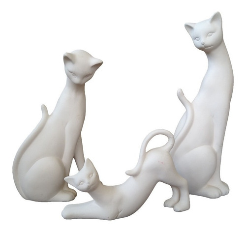 Juego De Figuras Para Pintar De Cerámica De Gatos En Blanco