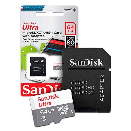 Cartão Memoria Micro Sd Ultra Sandisk 64gb 100mb/s Classe 10