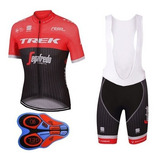 Conjunto Ciclismo Trek Segafredo Tricota Calza Acolchad Rojo