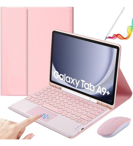 Funda Teclado+mouse+lápiz Para Galaxy Tab A9plus 11'' Rosa