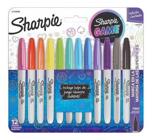 Marcadores Sharpie Game X12 Colores + Juego Edición Limitada