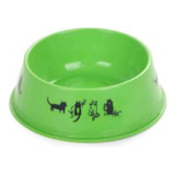 Comedero Y Bebedero Para Mascotas Pets Plast Comedero Chico Estampado Color Verde