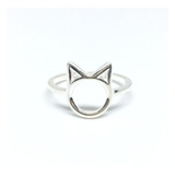 Anillo Gato Gatito Felino Mascota Animal Silueta Plata 925