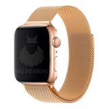 Pulseira Aço Milanês Milanese P/ Apple Watch 42mm 38mm 44mm Cor Rose Gold Largura 42 Mm